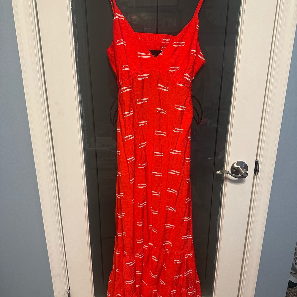 a new day Vibrant Red Patterned Maxi Dress